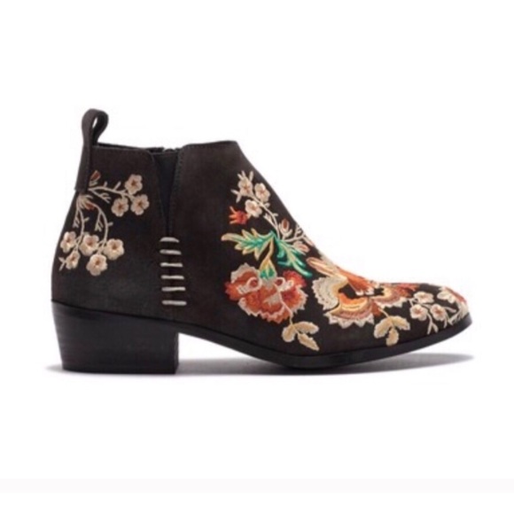 Johnny Was Sammi Charcoal Embroidered Ankle Boot - Picture 2 of 7